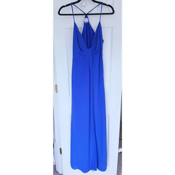 Saylor Maxi Dress Cocktail Formal V neckline Cobalt Blue Size Medium - Picture 3 of 10